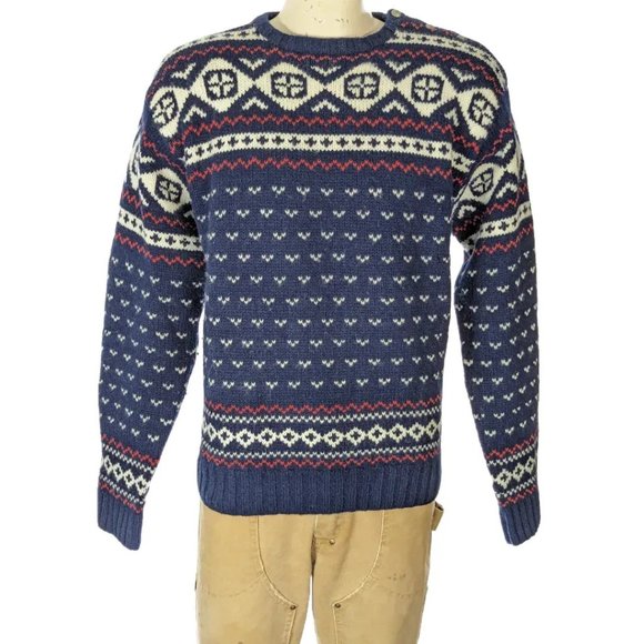VTG Polo Ralph Lauren Wool Hand Knit Nordic Sweater Sz XXL EUC